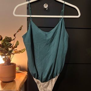 Free people silk turquoise bodysuit